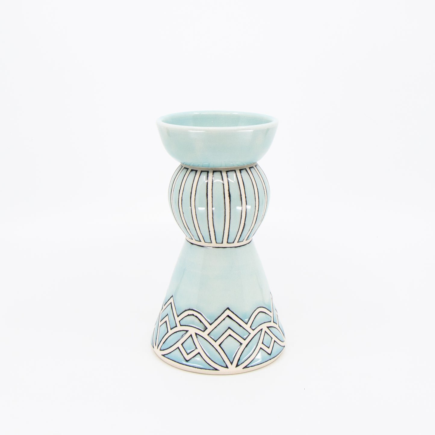 Pillar Candle Holder in Celadon