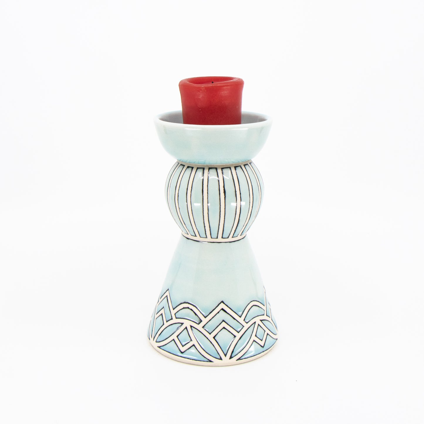 Pillar Candle Holder in Celadon