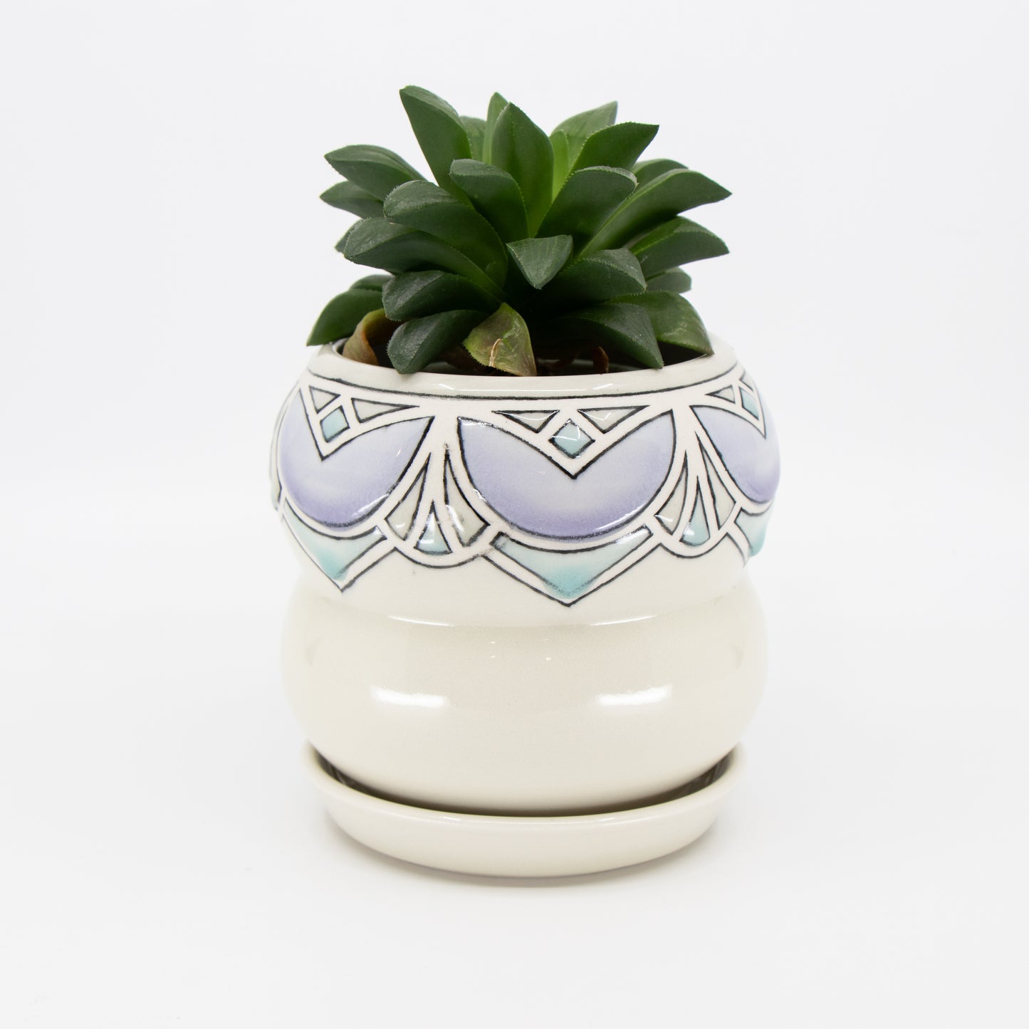 Stained Glass Planter with Tray