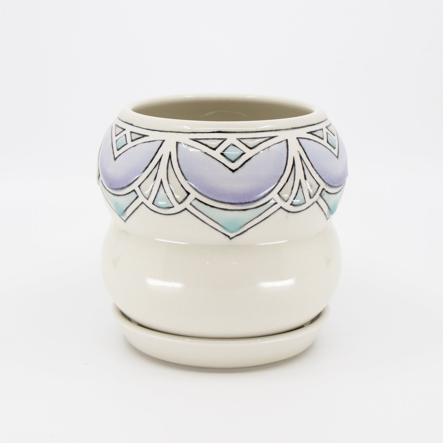 Stained Glass Planter with Tray