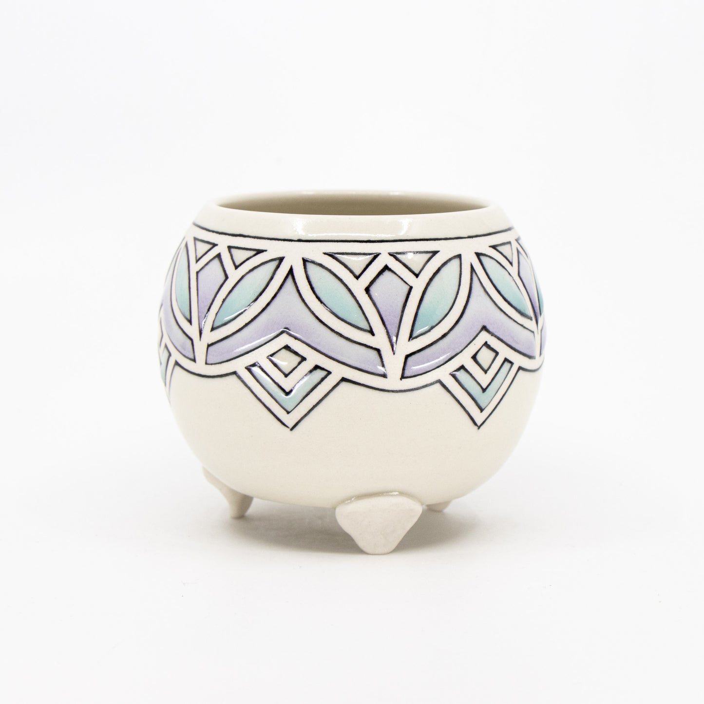 Stained Glass Footed Planter in Clear