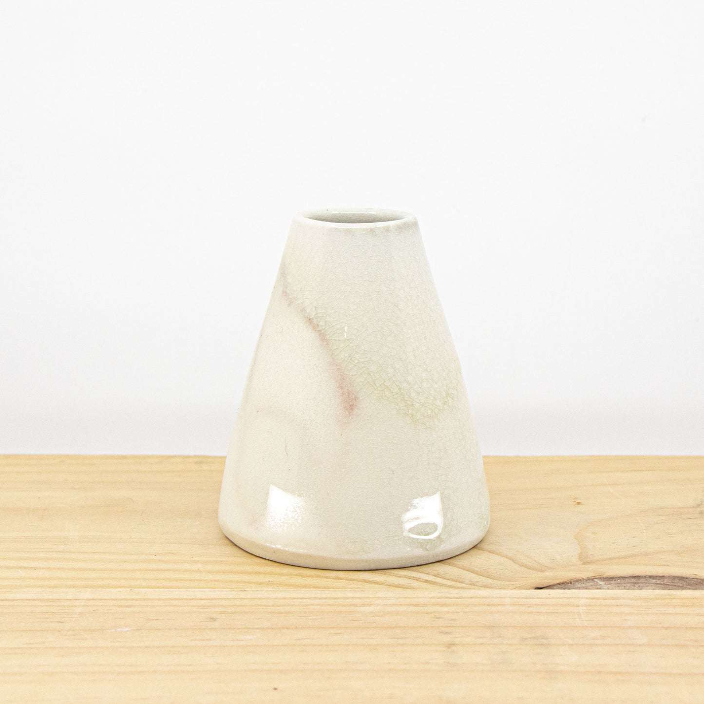 Soda-Fired Bud Vase in Cream Blush