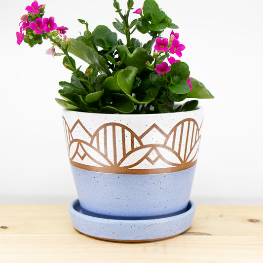 6" Periwinkle Planter with Tray