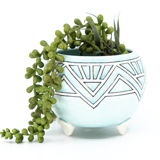 Jewel Footed Planter in Celadon